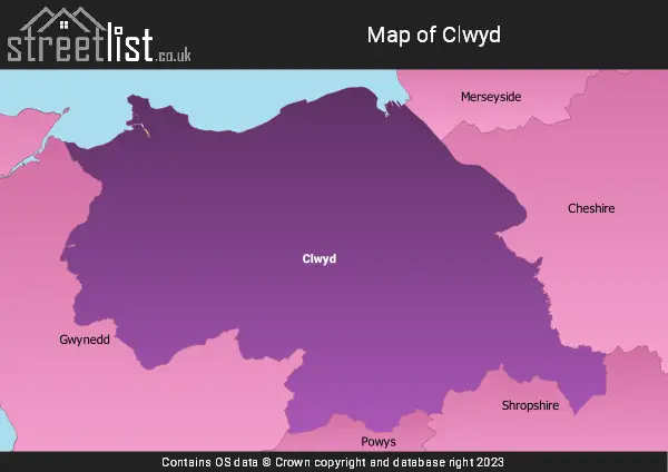 Map of Clwyd