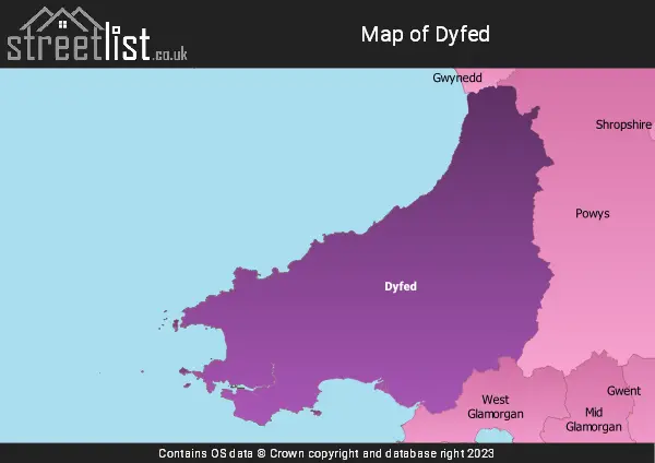 Map of Dyfed