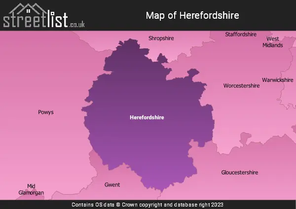 Map of Herefordshire