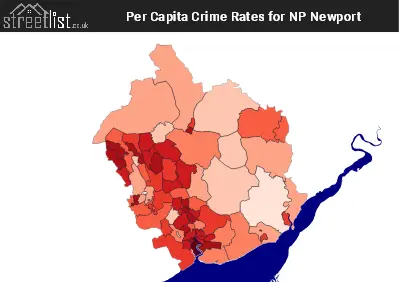 Map Showing Crime Rates in Postcode Sectors in the  NP postcode area