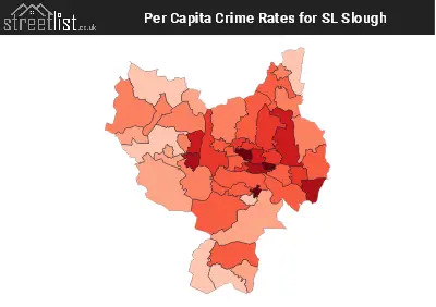 Map Showing Crime Rates in Postcode Sectors in the  SL postcode area