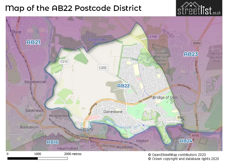 Map of the AB22 and surrounding districts