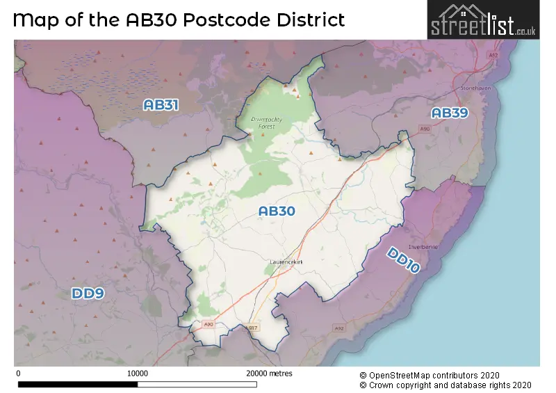 Map of the AB30 and surrounding districts