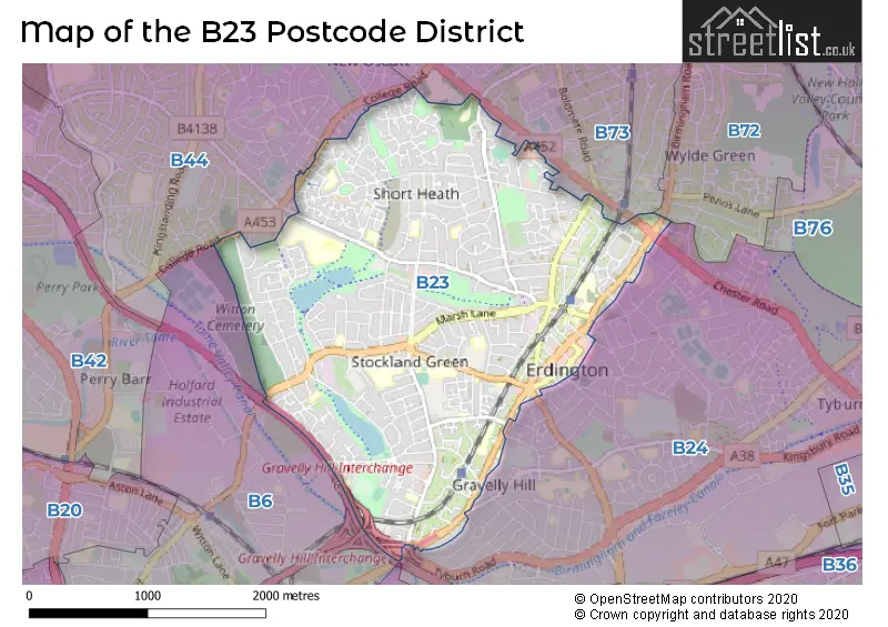 Map of the B23 and surrounding districts