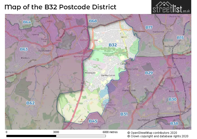 Map of the B32 and surrounding districts