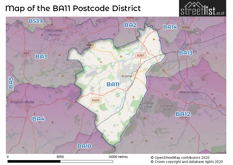 Map of the BA11 and surrounding districts