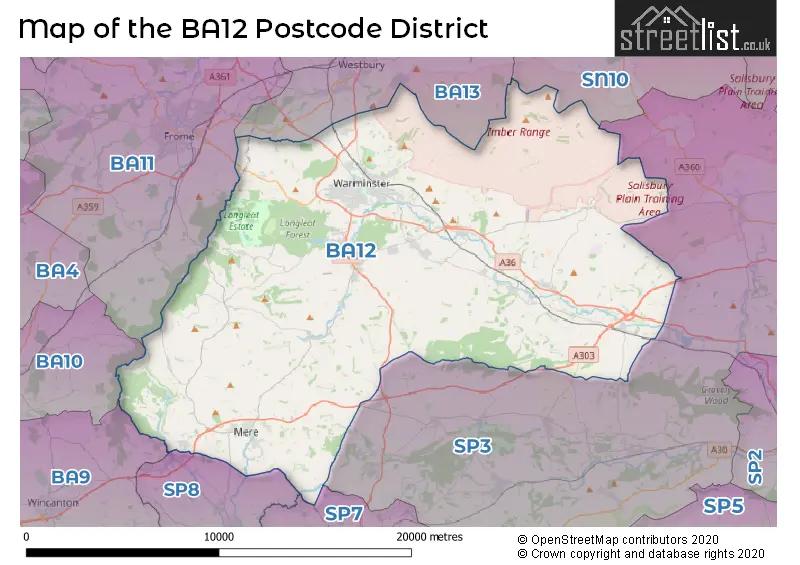 Map of the BA12 and surrounding districts