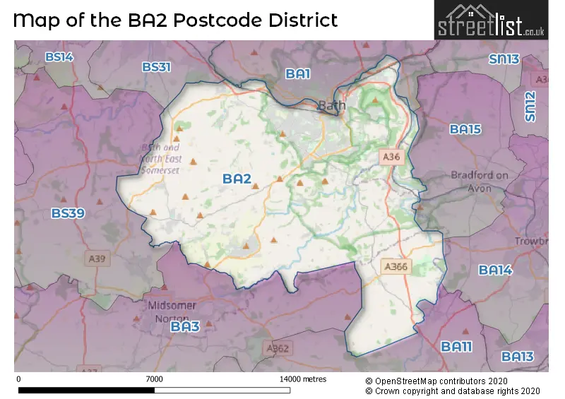Map of the BA2 and surrounding districts