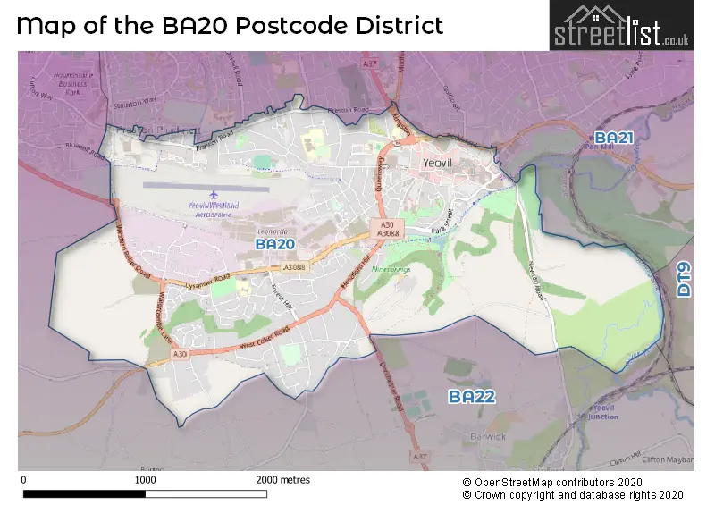 Map of the BA20 and surrounding districts