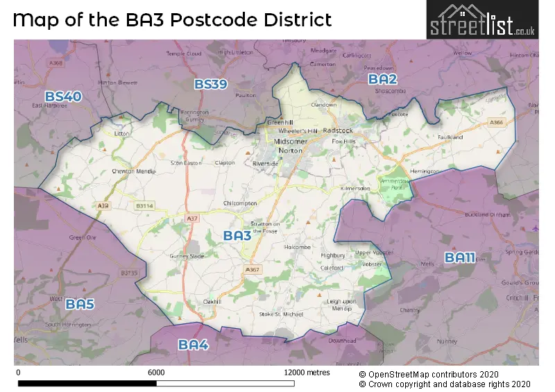 Map of the BA3 and surrounding districts