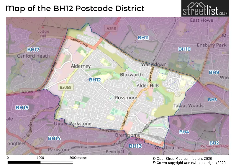 Map of the BH12 and surrounding districts