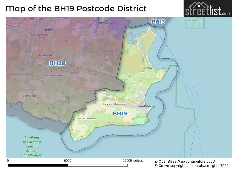 Map of the BH19 and surrounding districts