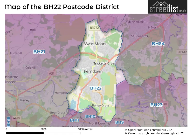 Map of the BH22 and surrounding districts