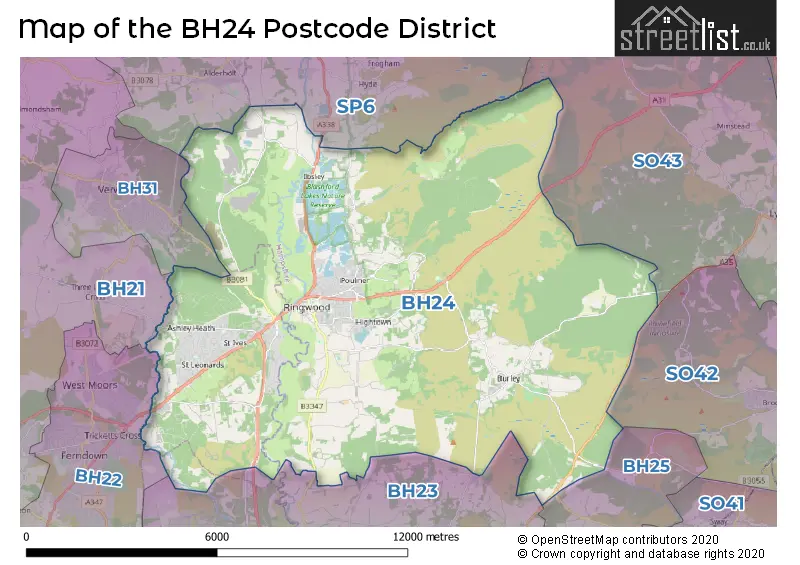Map of the BH24 and surrounding districts