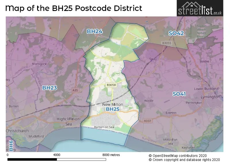 Map of the BH25 and surrounding districts