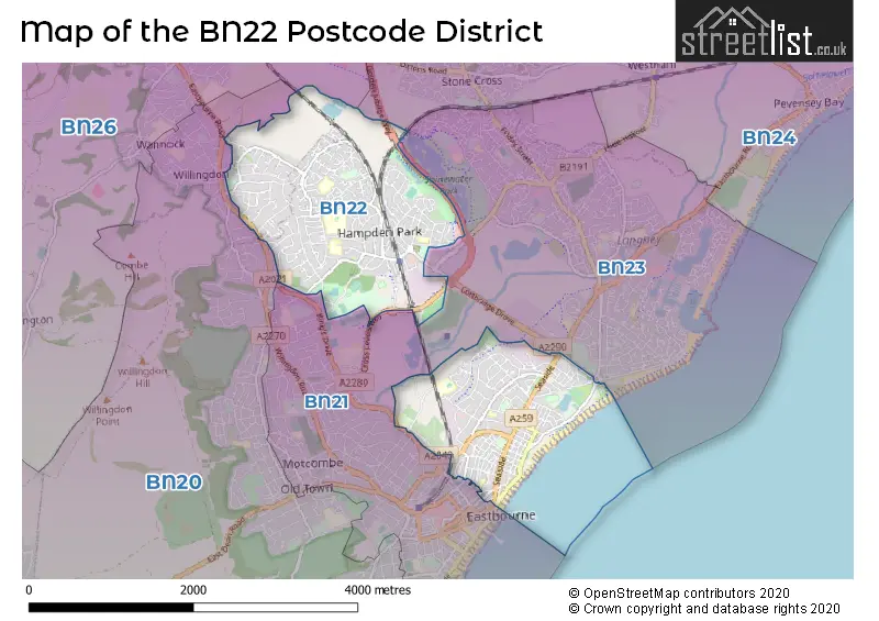 Map of the BN22 and surrounding districts