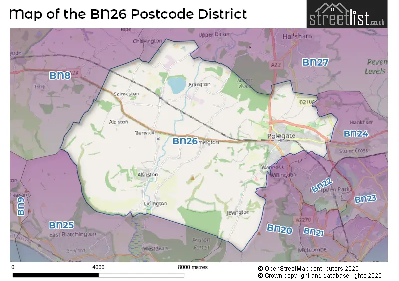 Map of the BN26 and surrounding districts