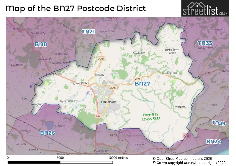 Map of the BN27 and surrounding districts