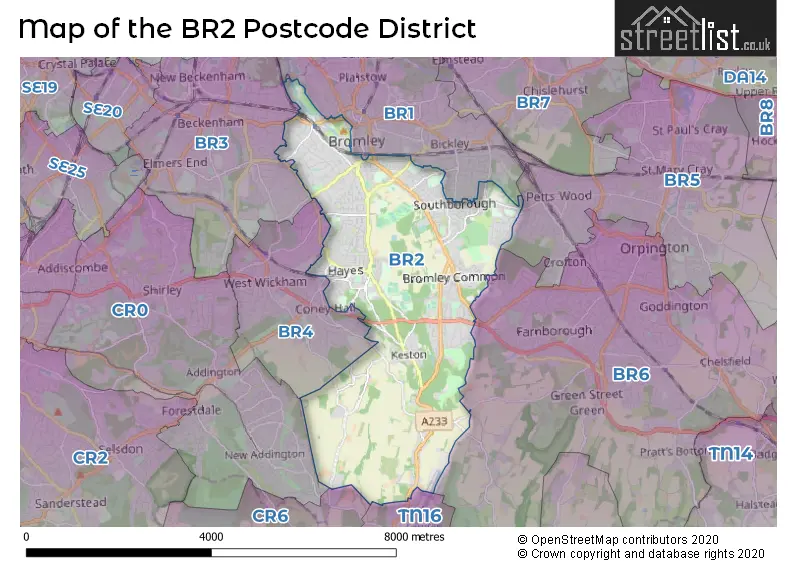 Map of the BR2 and surrounding districts