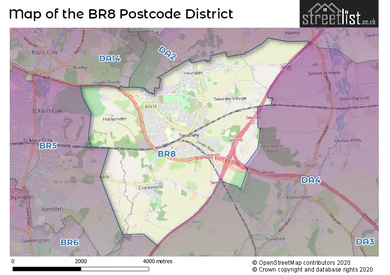 Map of the BR8 and surrounding districts