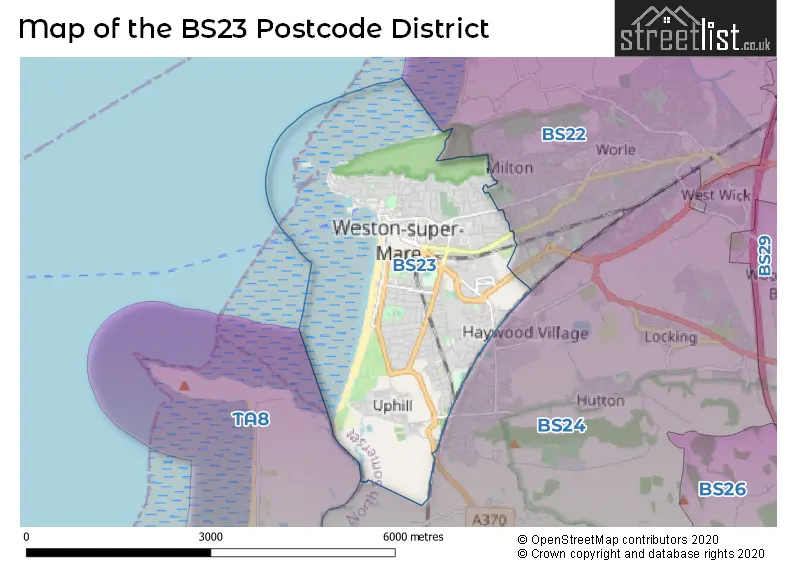 Map of the BS23 and surrounding districts