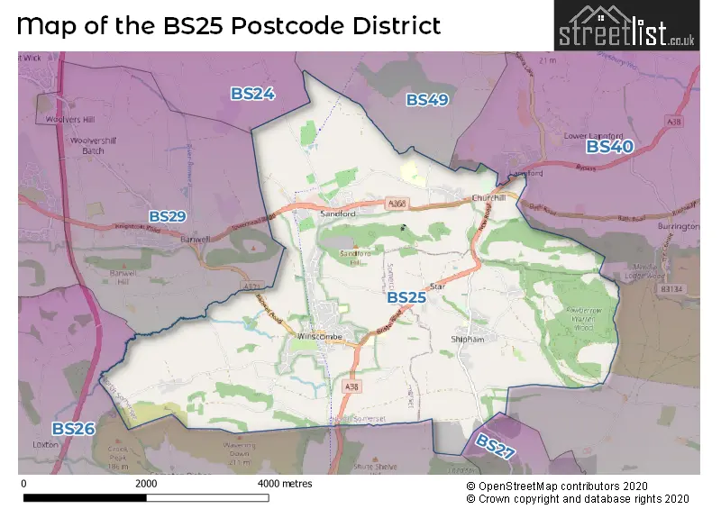 Map of the BS25 and surrounding districts