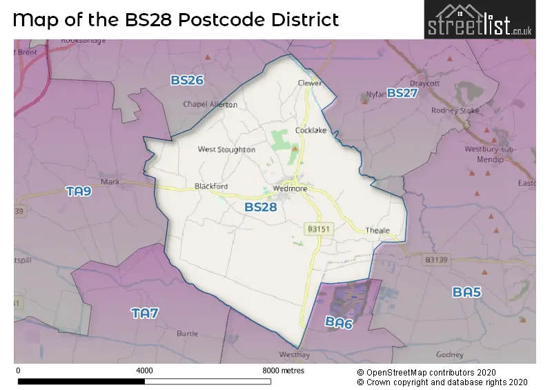 Map of the BS28 and surrounding districts
