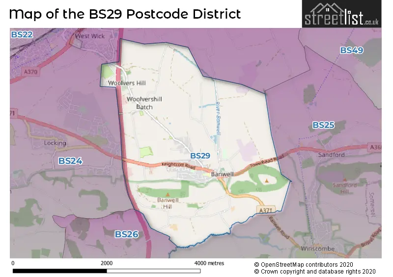 Map of the BS29 and surrounding districts