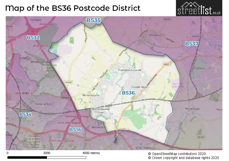 Map of the BS36 and surrounding districts