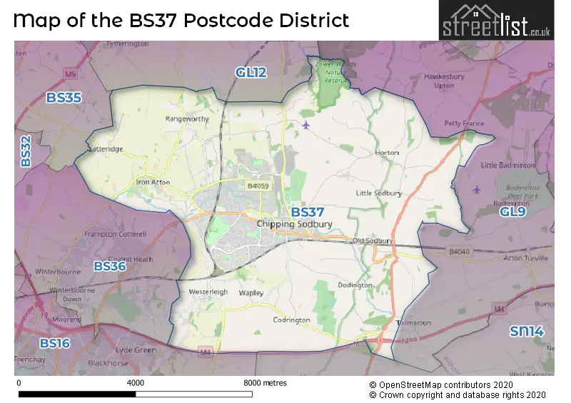 Map of the BS37 and surrounding districts
