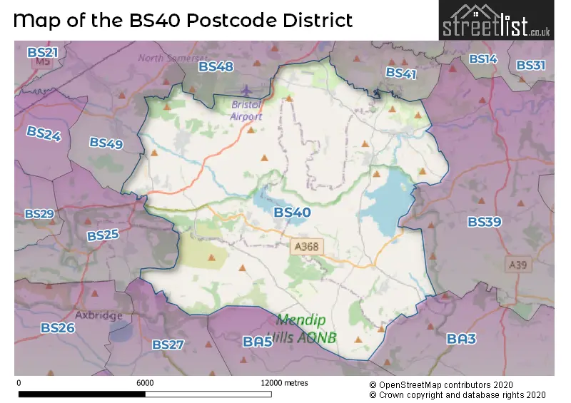 Map of the BS40 and surrounding districts