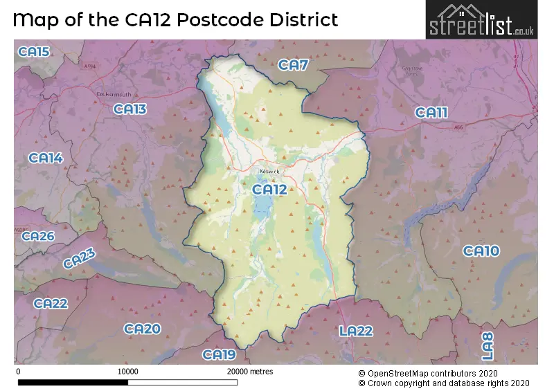 Map of the CA12 and surrounding districts