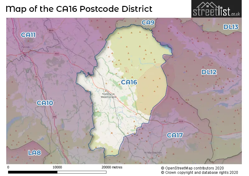 Map of the CA16 and surrounding districts