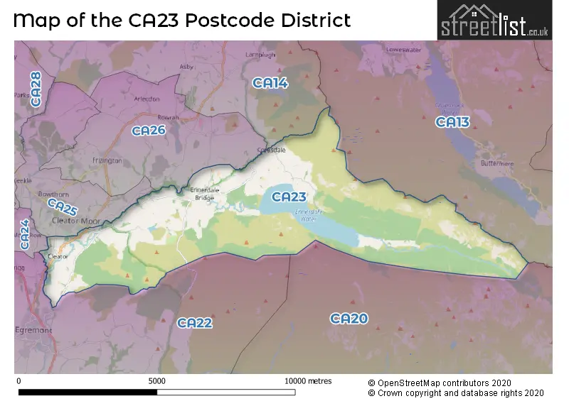Map of the CA23 and surrounding districts