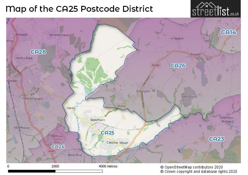 Map of the CA25 and surrounding districts