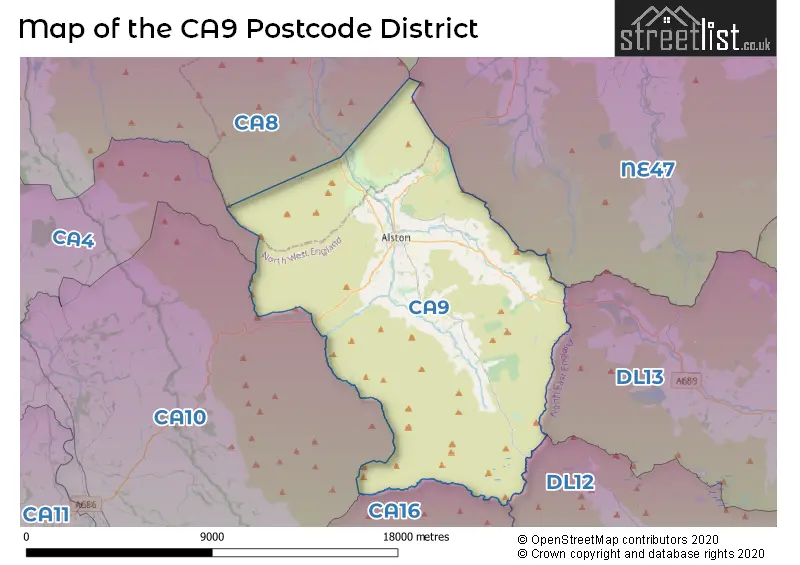 Map of the CA9 and surrounding districts
