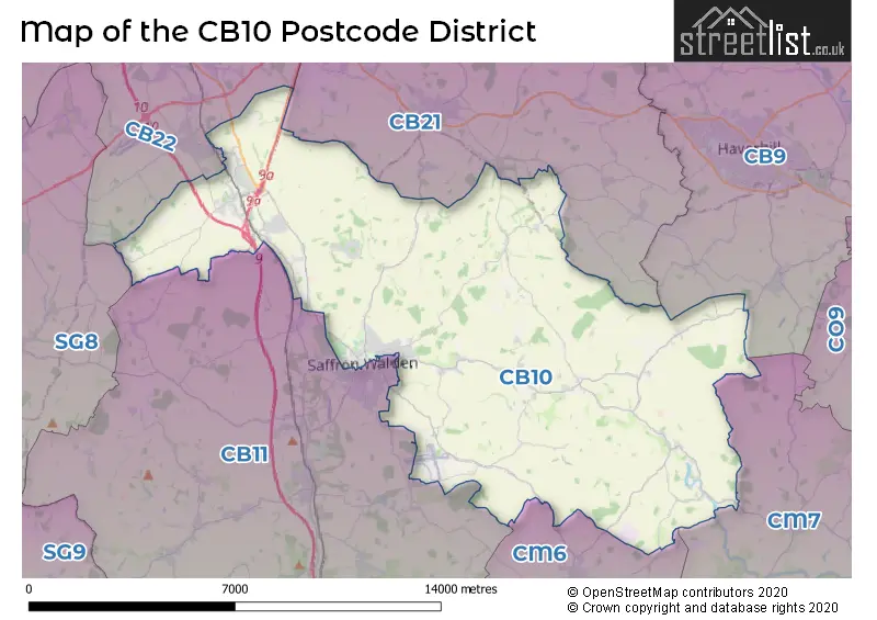 Map of the CB10 and surrounding districts