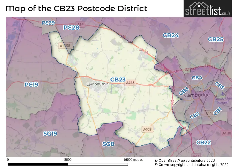 Map of the CB23 and surrounding districts