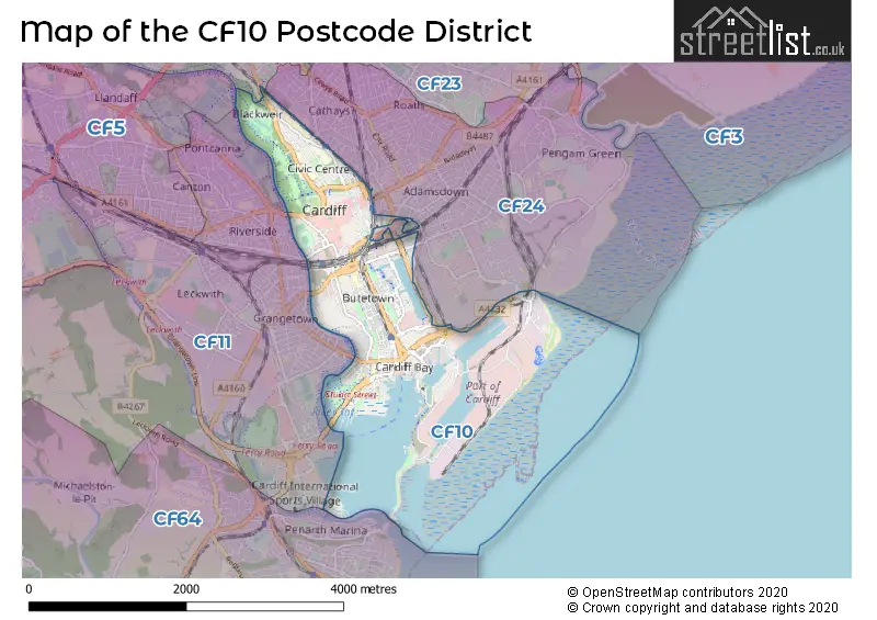 Map of the CF10 and surrounding districts