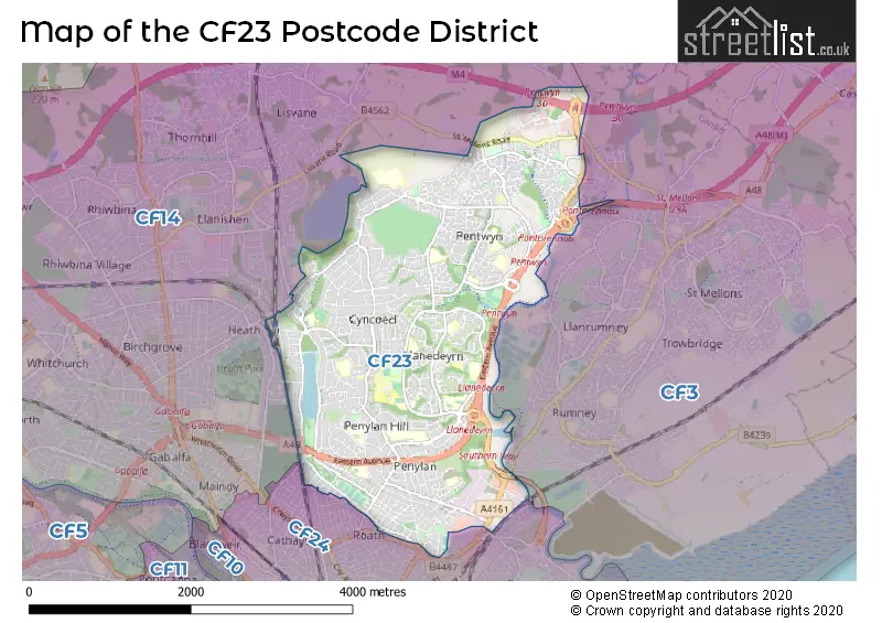 Map of the CF23 and surrounding districts