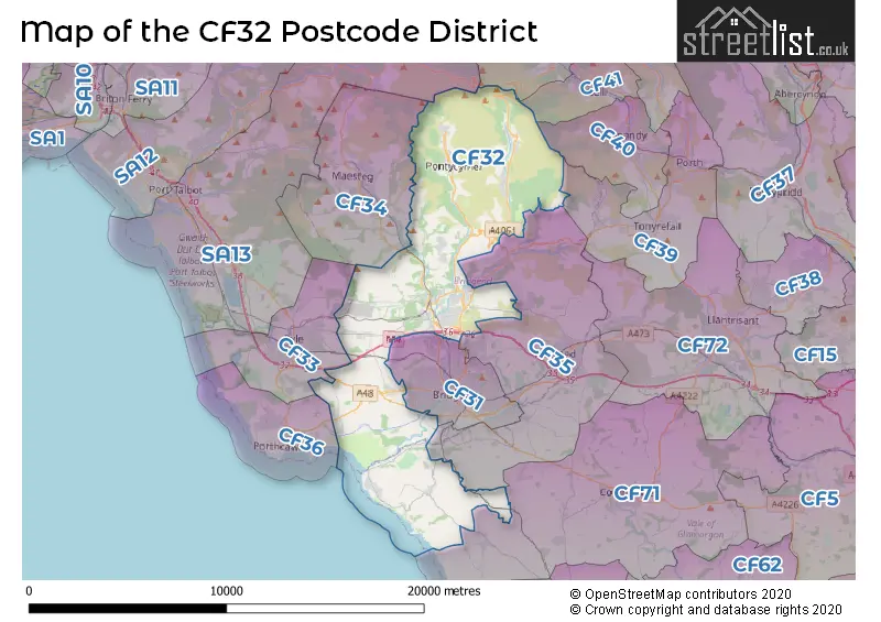 Map of the CF32 and surrounding districts