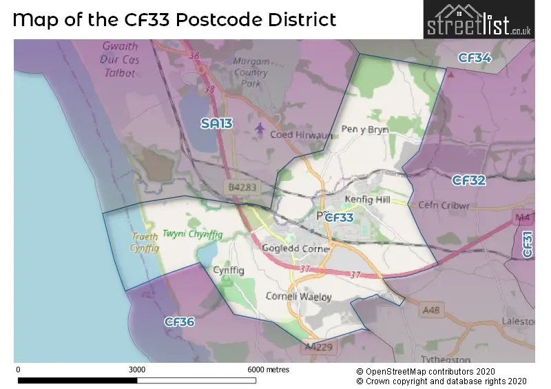 Map of the CF33 and surrounding districts