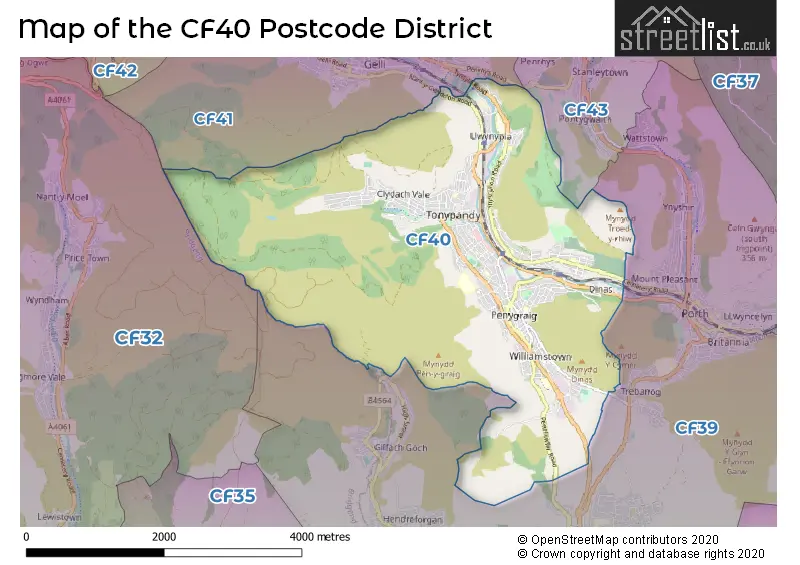 Map of the CF40 and surrounding districts