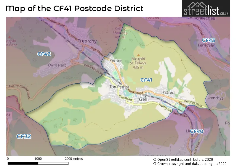 Map of the CF41 and surrounding districts