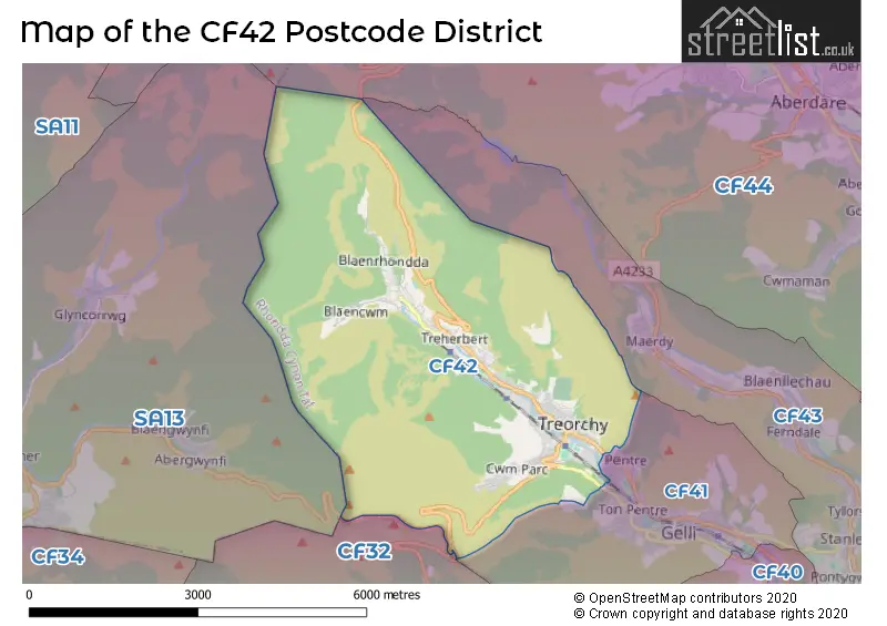 Map of the CF42 and surrounding districts