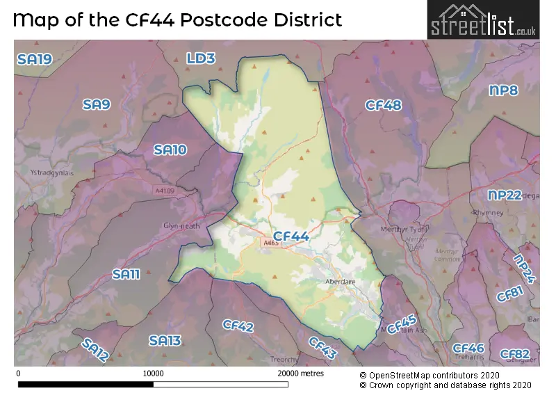 Map of the CF44 and surrounding districts