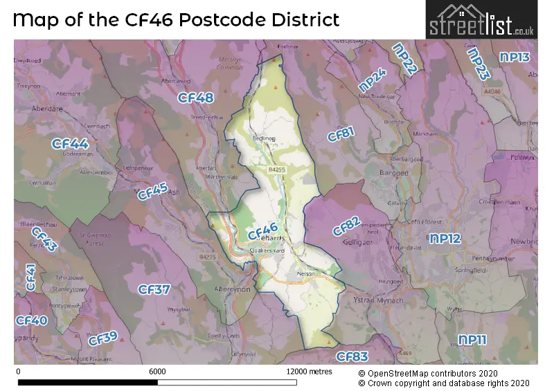 Map of the CF46 and surrounding districts