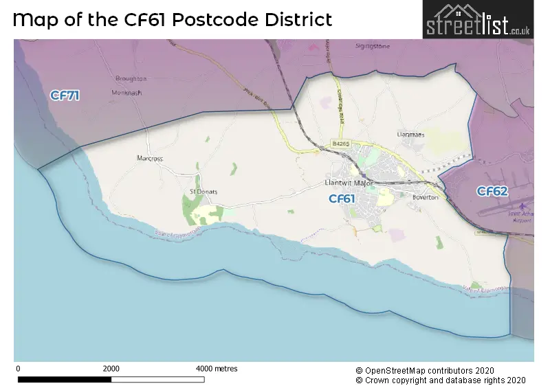 Map of the CF61 and surrounding districts
