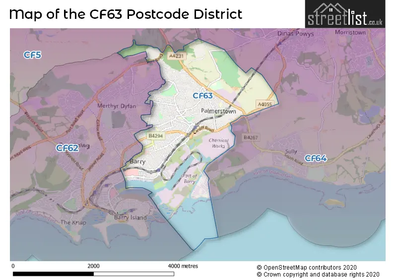 Map of the CF63 and surrounding districts