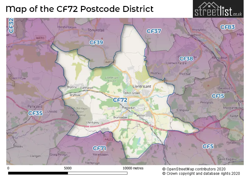 Map of the CF72 and surrounding districts
